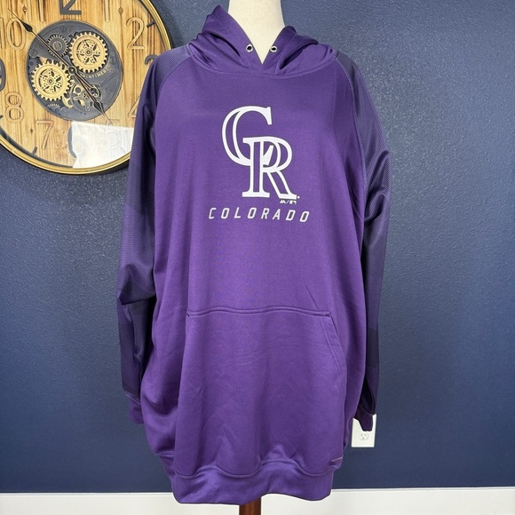Majestic Purple Colorado Rockies ThermaBase Hoodie 4X - Picture 1 of 6